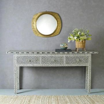 jodha furniture Reflective elegance console table in bone inlay
